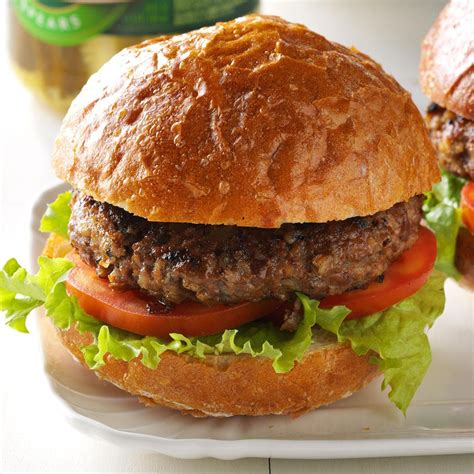 Get your burger recipes here! Barley Beef Burgers Recipe | Taste of Home
