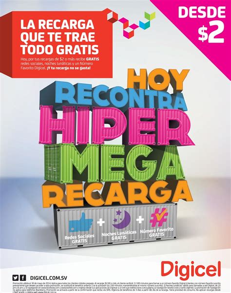 Hoy Recontra Hyper Mega Recarga Digicel El Salvador 30may14 Ofertas