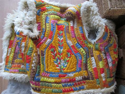 Rare Vintage Afghan Shearling Fur Embroidered Vest For Sale At 1stdibs