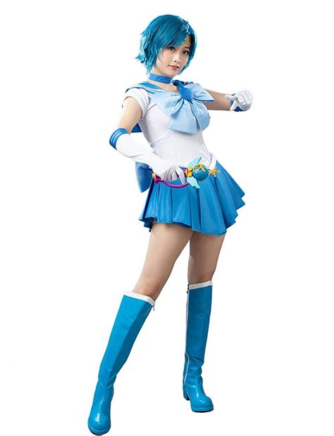 Cosfun Best Sailor Mercury Mizuno Ami Cosplay Costume Mp000571 Blue