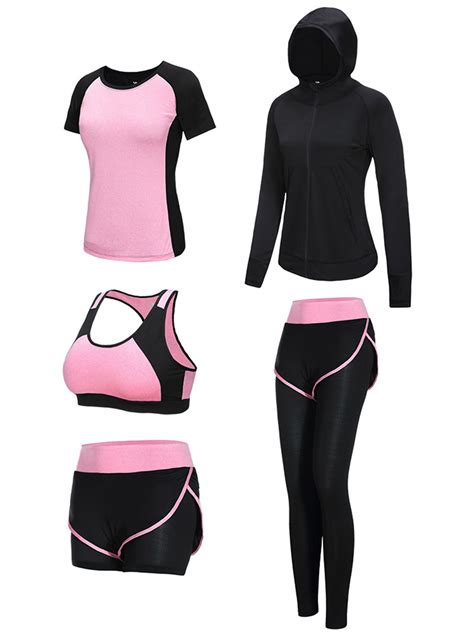 hot latest design custom logo sport athletic wear gym suits women s 5 piece set buy custom