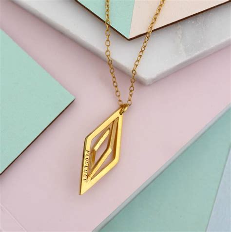Personalised Medium Geometric Prism Necklace By Posh Totty Designs