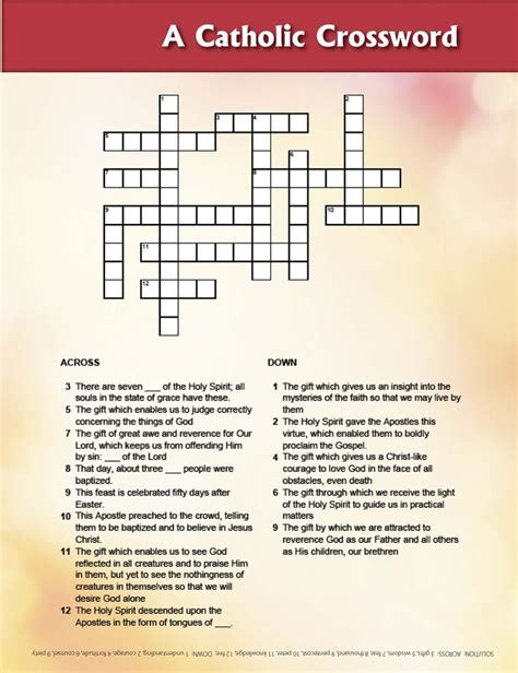 Gifts Of The Holy Spirit Crossword Catechist Ideas Pinterest