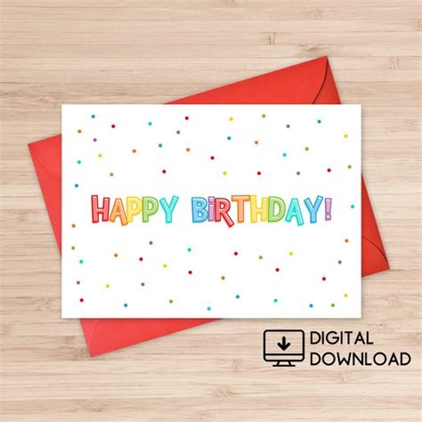 Happy Birthday Printable Card Instant Download Pdf Card Etsy