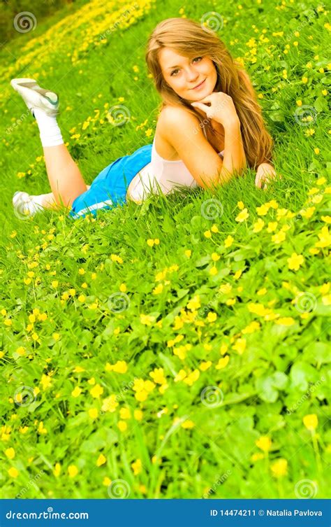 Pretty Girl On The Grass Stock Image Image 14474211