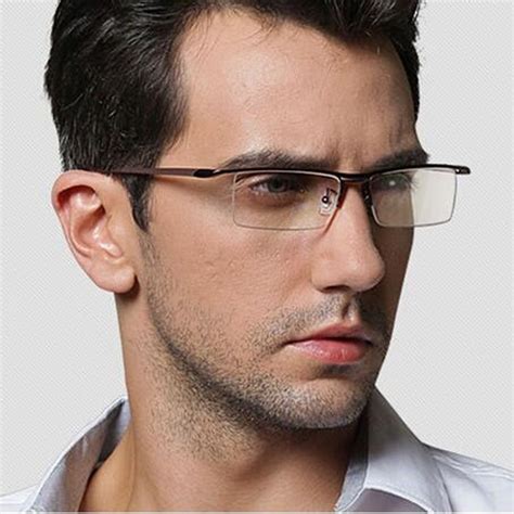 Tr90 Titanium Black Eyeglass Frames Half Rimless Glasses Eyewear Myopia Optical Rx Able