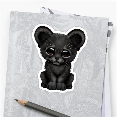 Cute Baby Black Panther Cub Sticker By Jeffbartels Redbubble