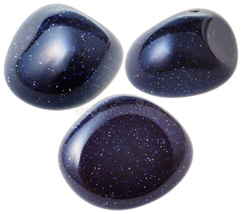 Three Blue Goldstones Synthetic Aventurine Gems Stock Image Image