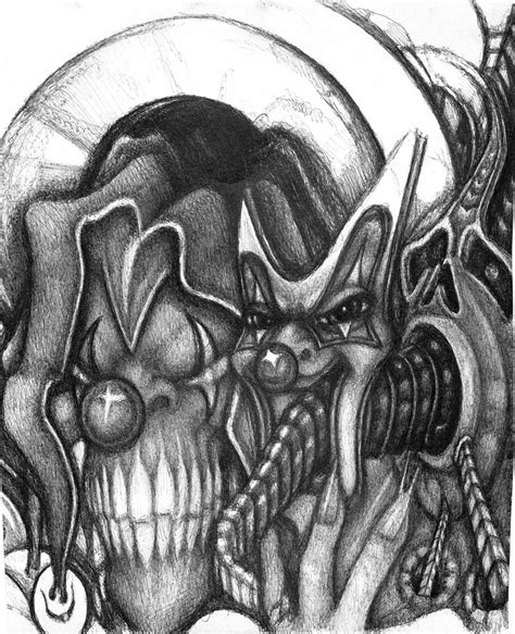 Two Faced Demon Clown Drawing By Mike Distel