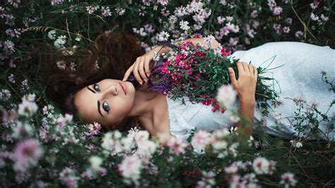 Wallpaper Model Sergey Shatskov Nature Flowers Plants Women