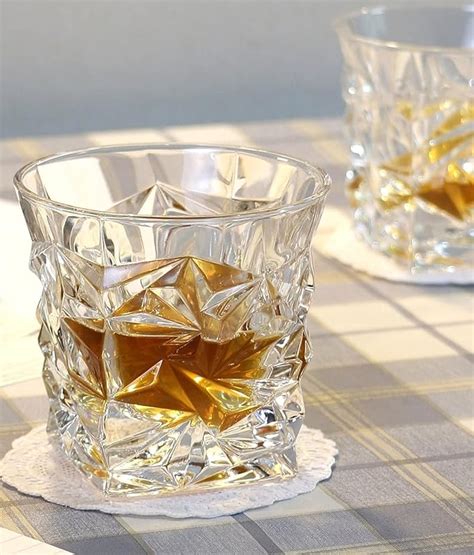 Dumdumssales Diamond Shaped Whiskey Glass Unique Cool Crystal Rocks Whiskey Glasses Set Of 3