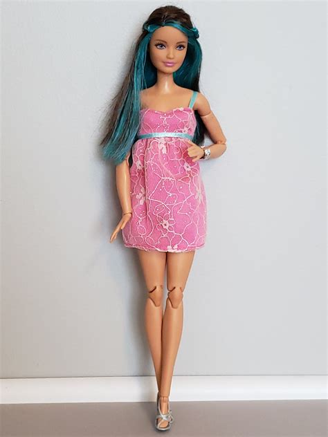 Handmade Doll Clothes Fit Petite Barbie Skipper Heart Pink Dress New No