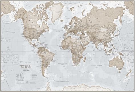 World As Art Neutral By Maps International Ltd World Map Wallpaper