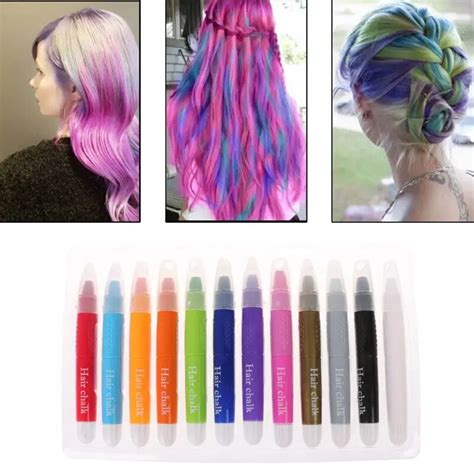12pcs Hair Chalk Pens Kids Toy Hair Chalk Dye Hair Washable Hair Color