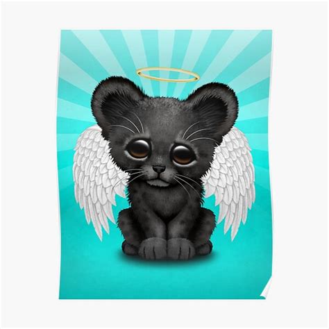 Cute Baby Black Panther Cub Angel Poster By Jeffbartels Redbubble