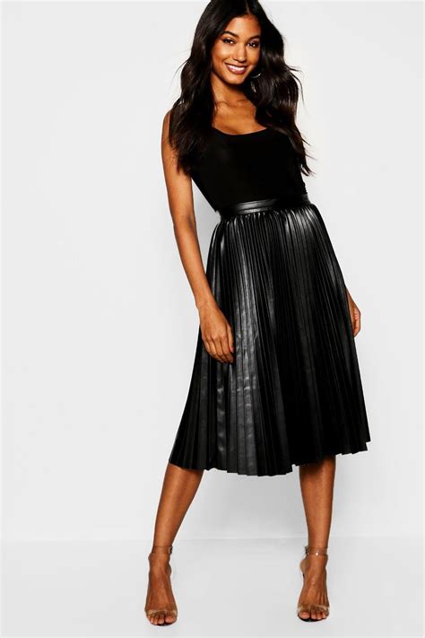 Sale Leather Look Midi Skirt In Stock