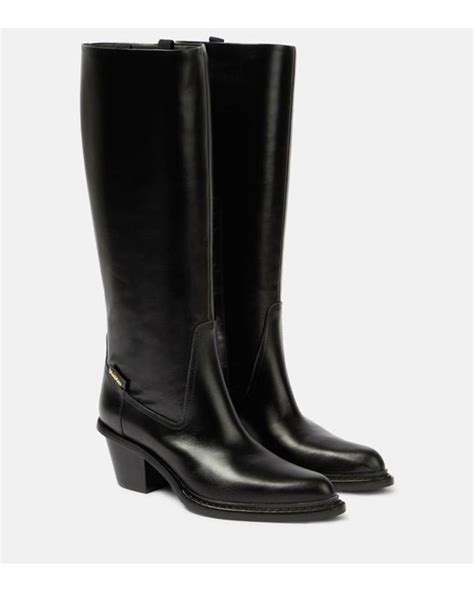 Max Mara Leather Knee High Boots In Black Lyst