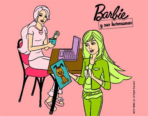 Dibujo De Barbie Y Su Hermana Merendando Pintado Por Amalia En Dibujos Net El D A A Las