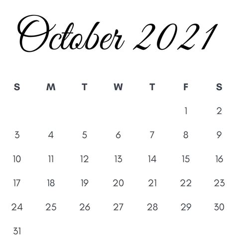 Oct Monthly Calendar 2021 Calendar Printables Free Templates