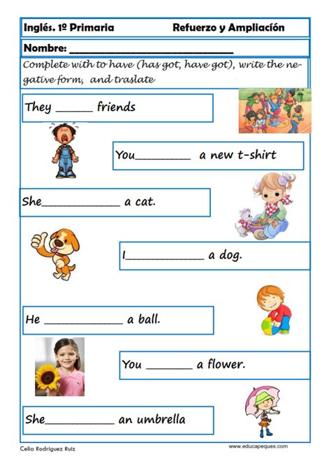 English vocabulary lesson with the family part 1.free worksheets to print with key of the exercises,self correcting online activities. Aprende y Repasa Inglés Primaria. Niños 6-7 años