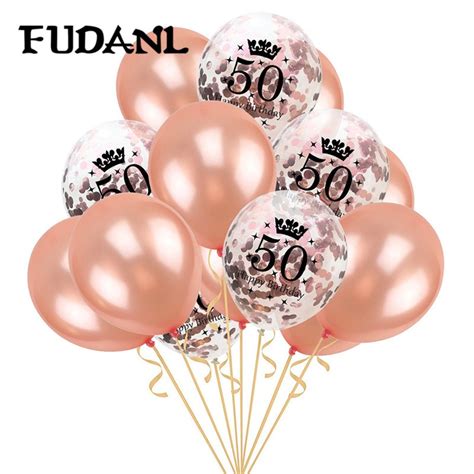 Happy 50th Birthday Decorations Rose Gold Confetti Balloons Birthday 50