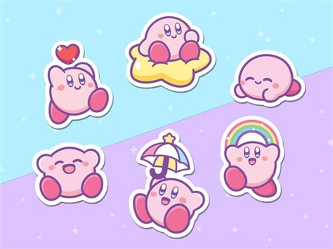 Kirby Vinyl Sticker Pack Waterproof Kirby Stickers Etsy