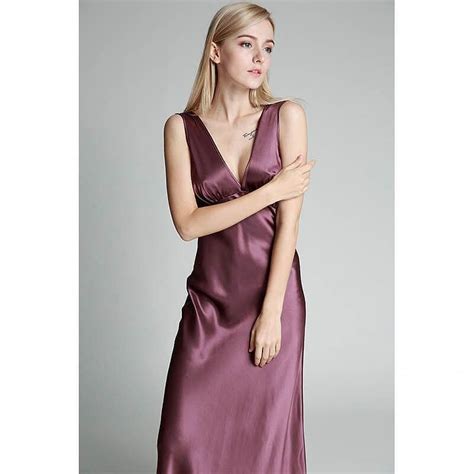 Wide Straps V Neck Mulberry Silk Nightgown Long Gown Silklingerie Night Gown Silk Outfit