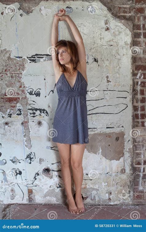 Woman In Dress Against Wall Stock Image Image Of Gorgeous Person 58720331