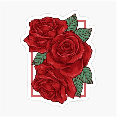 Roses Sticker By Printy Io Red Roses Rose Illustration Rose Drawing