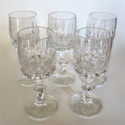 Antique Clear Cut Crystal Wine Goblets Set Of 5 Chairish