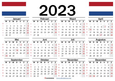 Kalender 2023 Met Weeknummers Nederland
