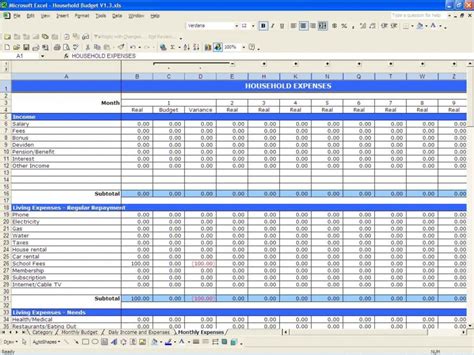 Example Of A Household Budget Spreadsheet — Db