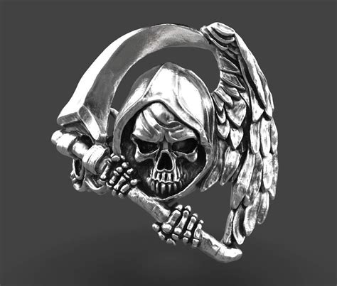 Silver Grim Reaper Ring 925 Sterling Handmade