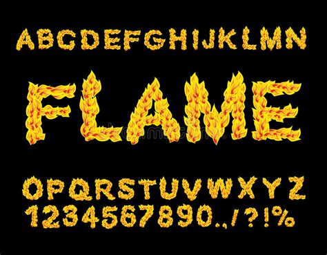 Flame Alphabet Fire Font Fiery Letters Burning Abc Stock Vector