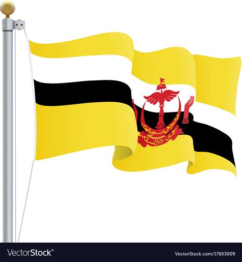 Waving Brunei Flag Isolated On A White Background Vector Image