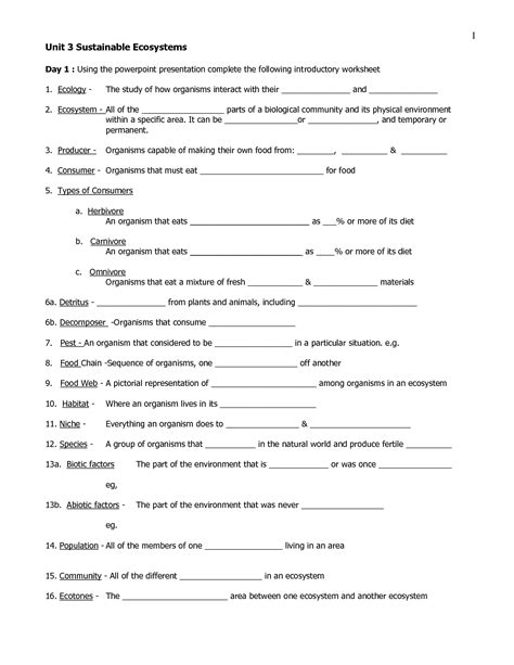 Populations And Communities Worksheet