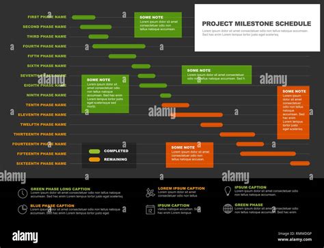 Vector Project Timeline Graph Gantt Progress Chart Of Project Dark