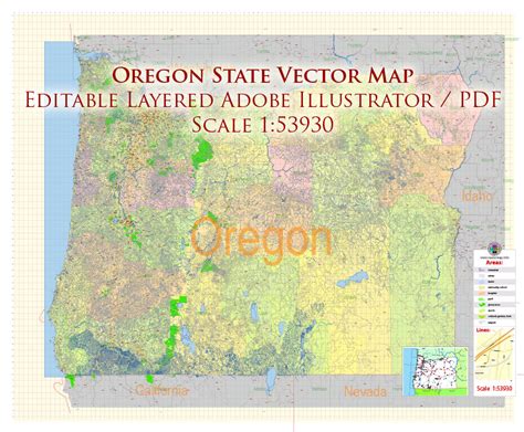 Oregon State Us Map Vector Exact State Plan High Detailed Street Road