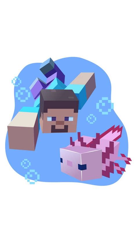 Minecraft Steve And Axolotl Sticker Minecraft Wallpaper Minecraft