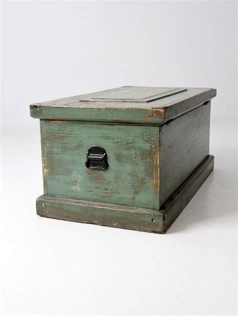 Antique Carpenters Trunk Green Tool Box Chest Etsy In 2021 Antique