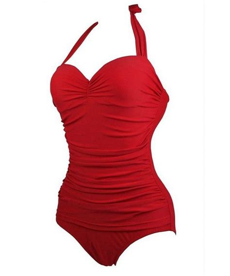 Women Monokini One Piece Swimsuit Push Up Bathing Suits Red
