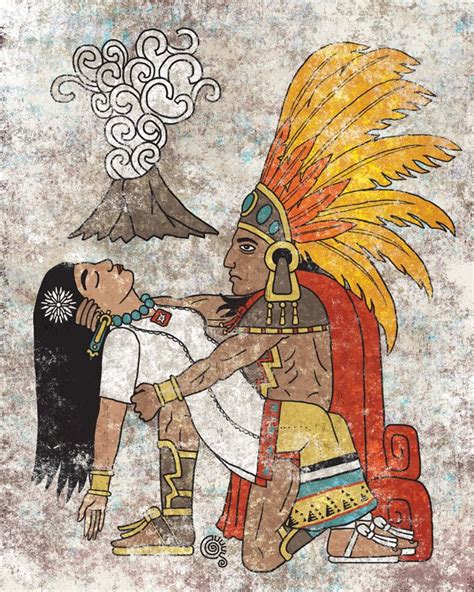 Popocatépetl And Iztaccíhuatl Art Print Aztec Art Mexican Culture