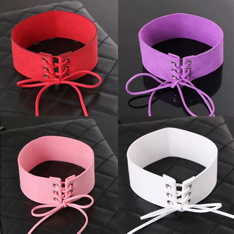Colors Dropshipping High Quality Velvet Tie Up Wide Choker Necklace