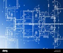 Sample of architectural blueprints over a blue background / Blueprint ...