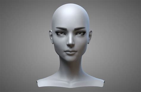 Female Head 2 3d Model Female Head Digital Sculpture Anime Face