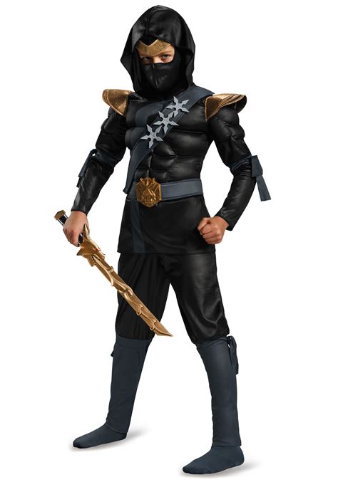 Halloween Costumes For Boys Boys Black Ninja Classic Muscle Costume