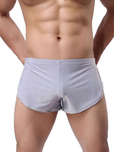 Mersariphy Men Solid Color Cotton Slim Fit Boxer Briefs Home Shorts