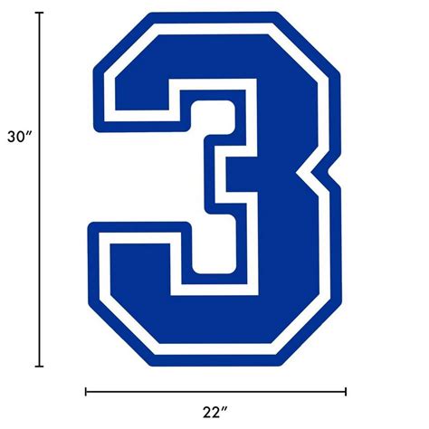 Royal Blue Collegiate Number 3 Corrugated Plastic Yard Sign 30in
