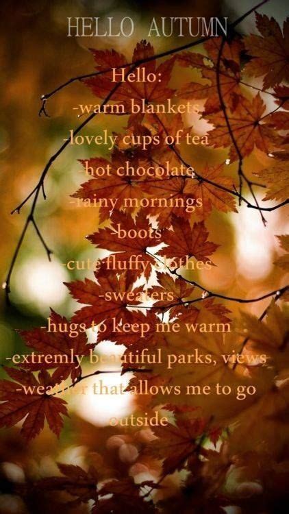 Hello Autumn Love Quote Autumn Hugs Leaves Boots Fall List Things Blanket Sweaters Hello