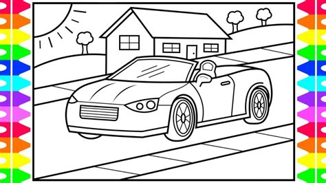 How To Draw A Car For Kids 🚗💙💚💛car Drawing And Coloring Pages For Kids